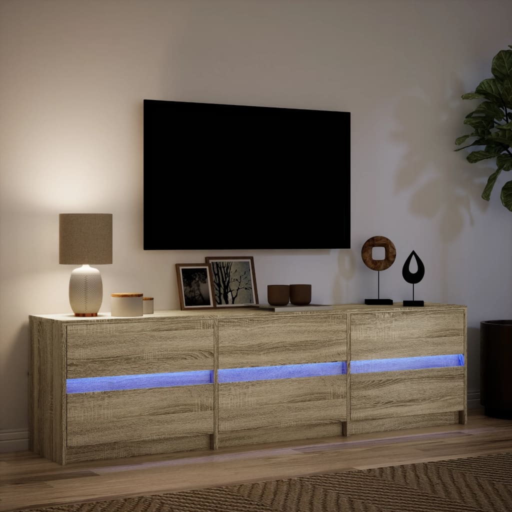 Meuble TV avec LED chêne sonoma 180x34x50 cm bois d'ingénierie