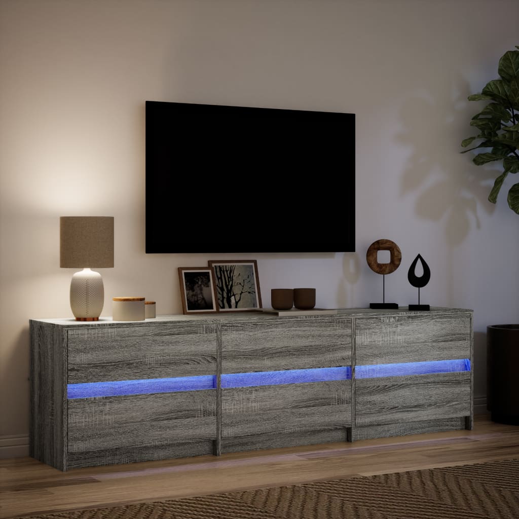 Meuble TV avec LED sonoma gris 180x34x50 cm bois d'ingénierie