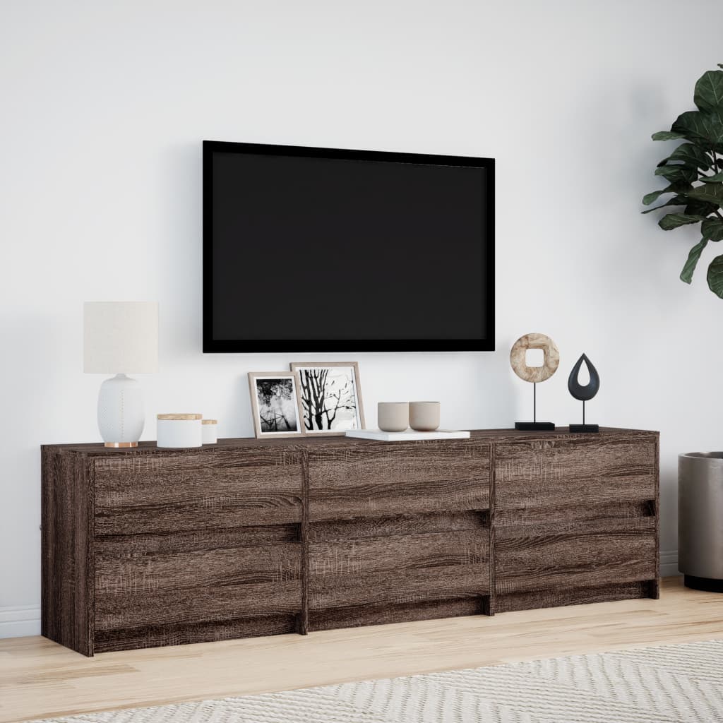 Meuble TV avec LED chêne marron 180x34x50 cm bois d'ingénierie