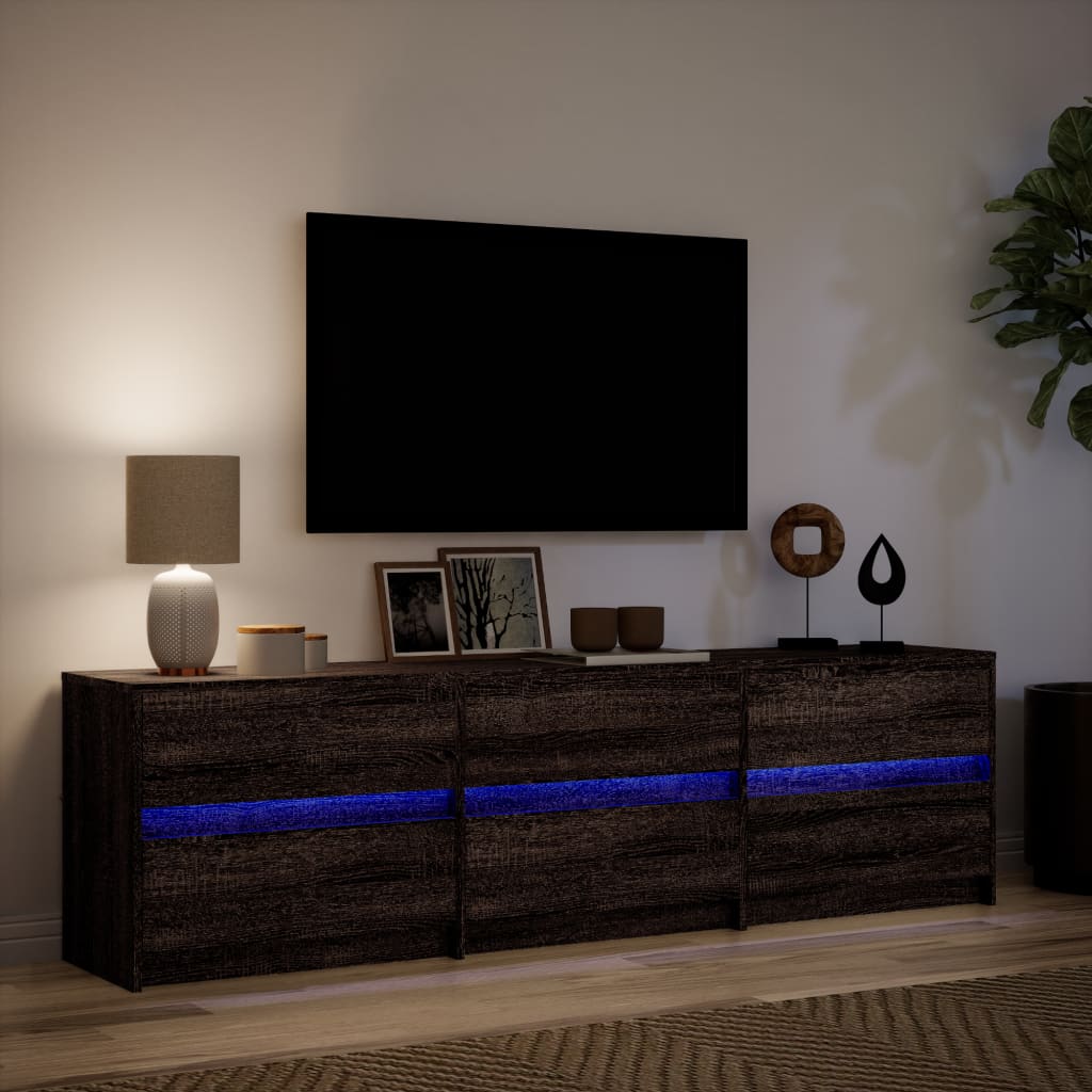 Meuble TV avec LED chêne marron 180x34x50 cm bois d'ingénierie