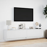 Wall mounted TV cabinet with white LED 180x31x38 cm