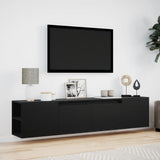 Meuble TV mural avec LED noir 180x31x39,5 cm