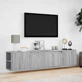 Meuble TV mural avec LED sonoma gris 180x31x39,5 cm