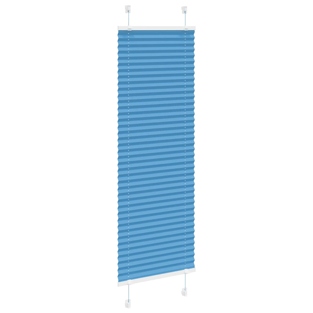 Blue pleated blind 40x100 cm fabric width 39.4 cm polyester