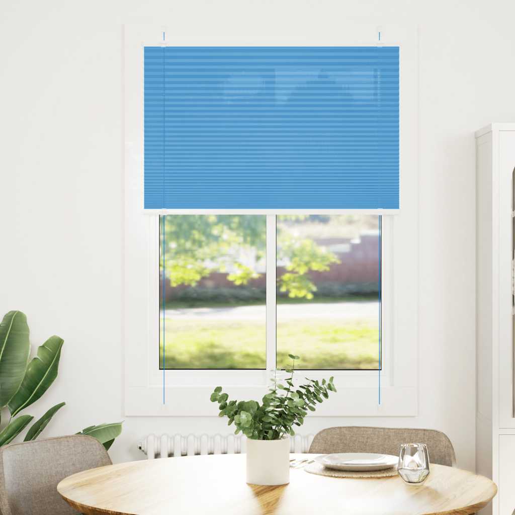 Blue pleated blind 100x100 cm fabric width 99.4 cm polyester