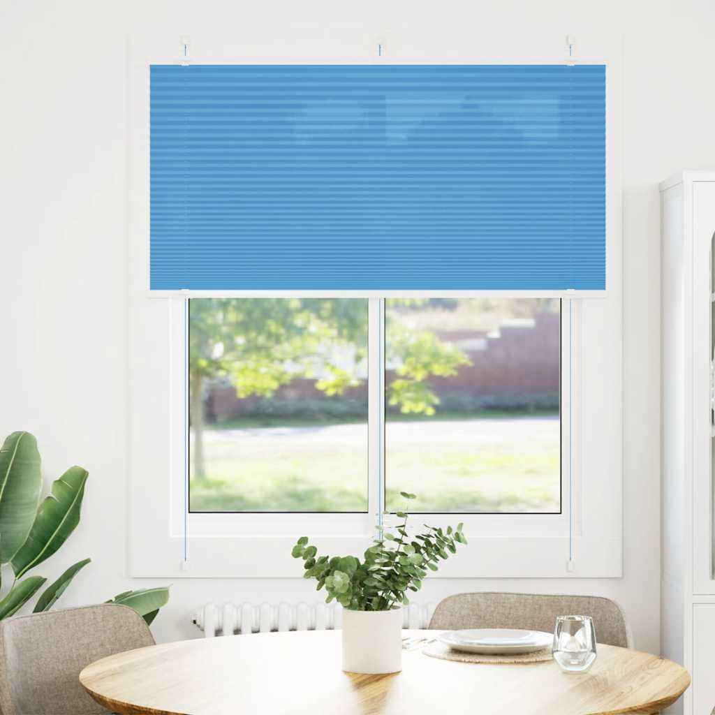 Blue pleated blind 115x100 cm fabric width 114.4cm polyester