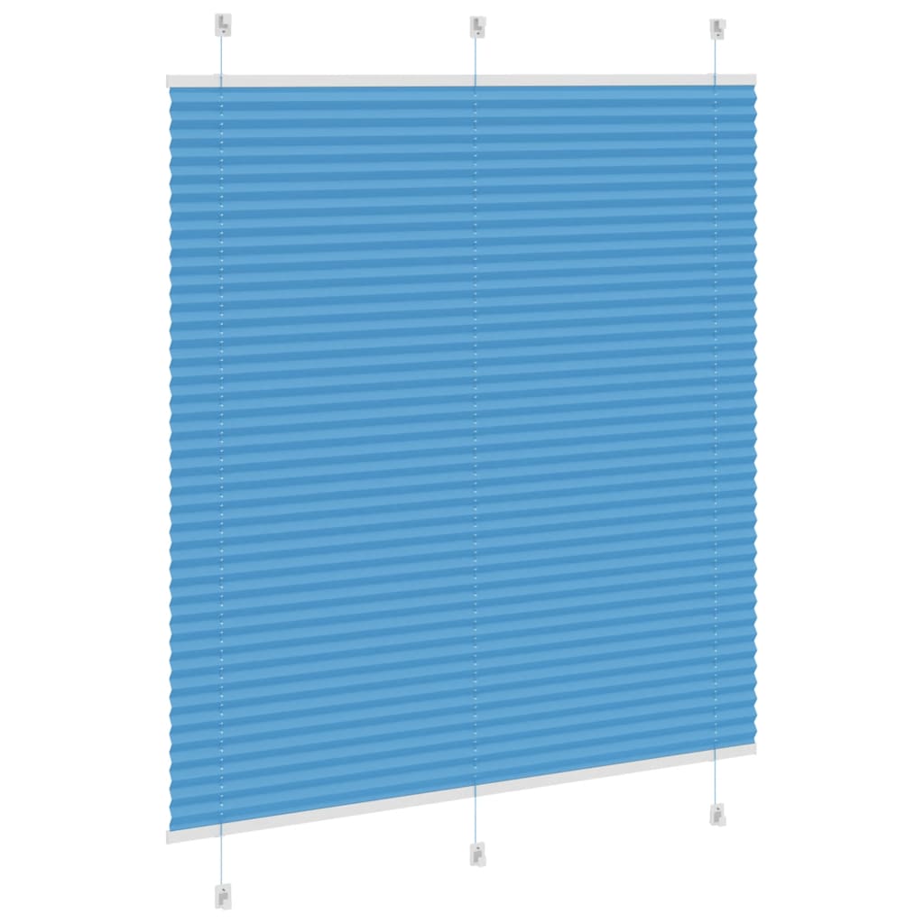 Blue pleated blind 115x100 cm fabric width 114.4cm polyester