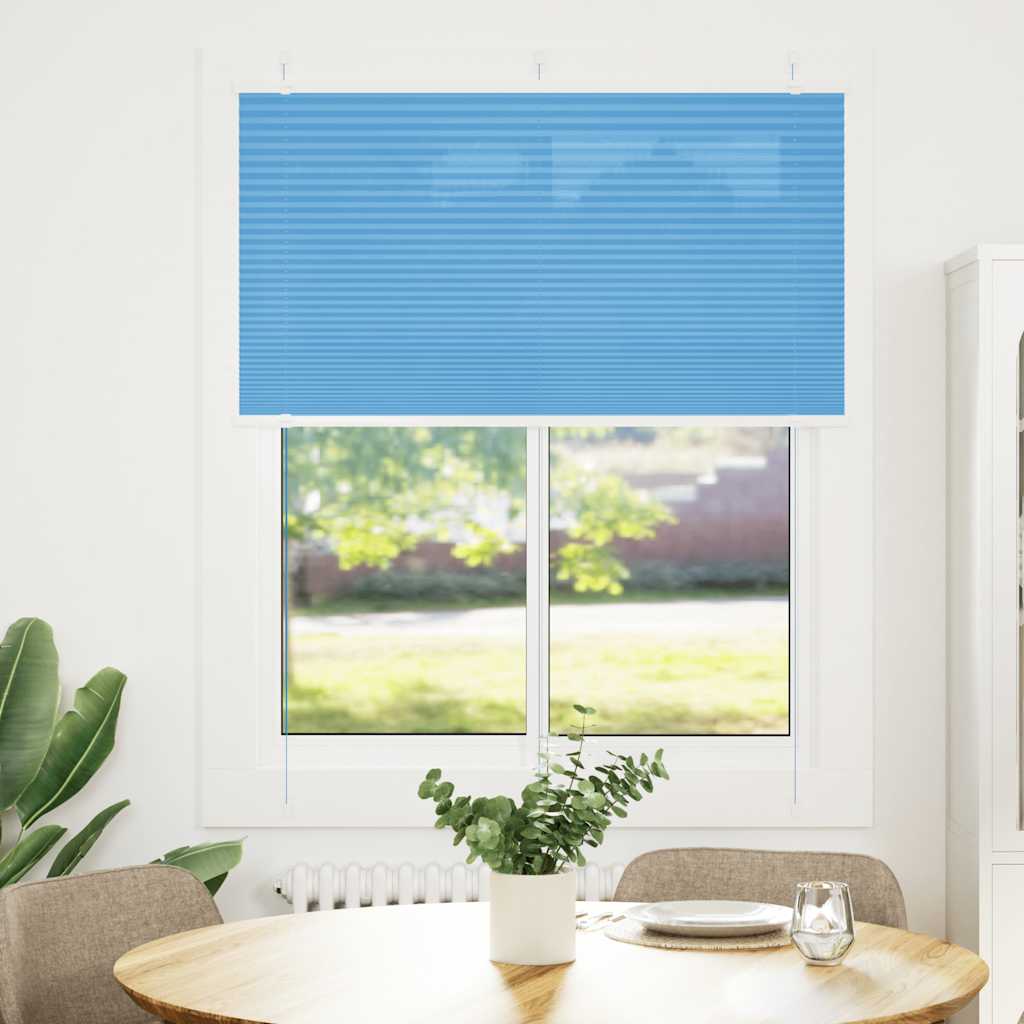 Blue pleated blind 105x150 cm fabric width 104.4cm polyester