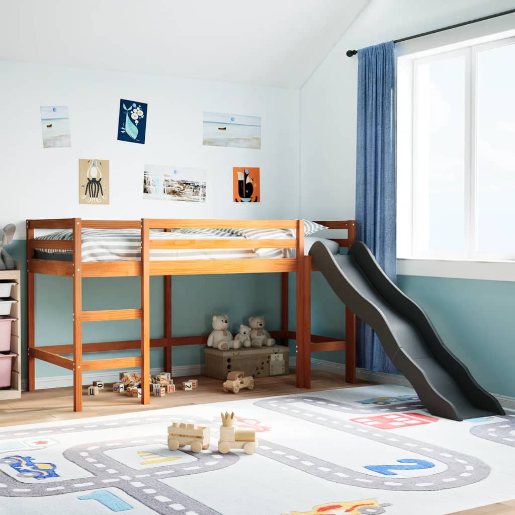 Hochbett für Kinder ohne Matratze 90x200 cm aus massivem Kiefernholz