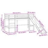 Hochbett für Kinder ohne Matratze 90x190 cm aus massivem Kiefernholz