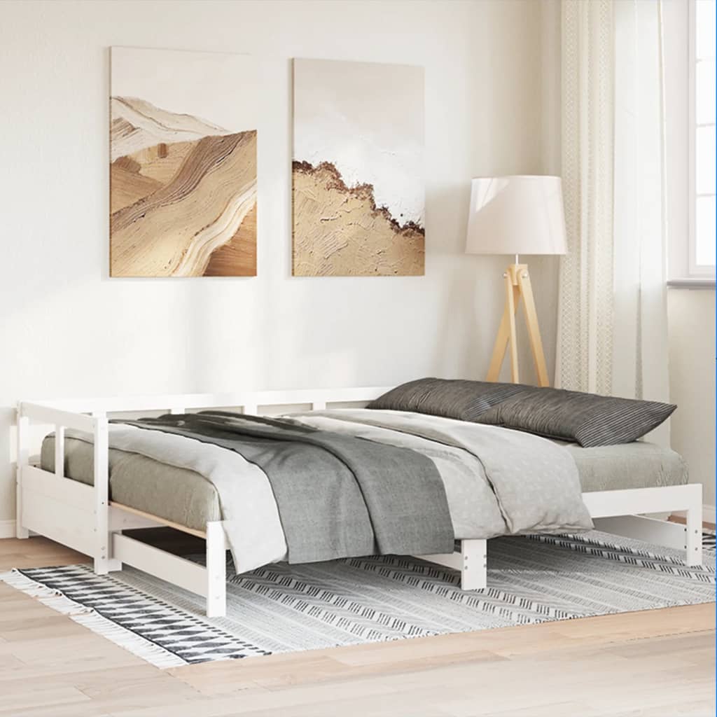 Lit de jour sans matelas blanc 90x200 cm bois de pin massif