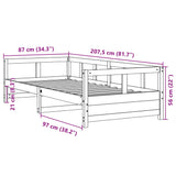 Tagesbett ohne Matratze weiß 80x200 cm aus massivem Kiefernholz