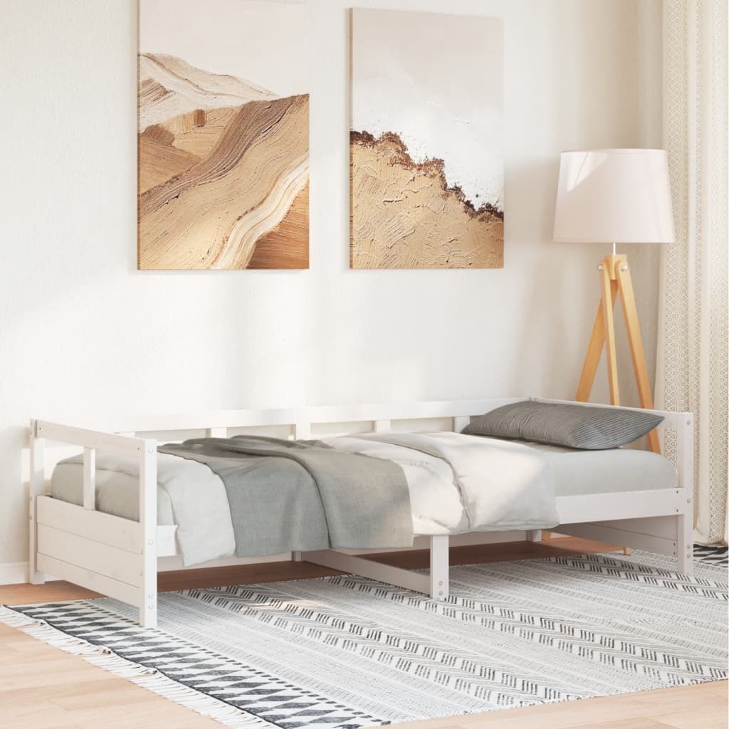 Lit de jour sans matelas blanc 80x200 cm bois de pin massif