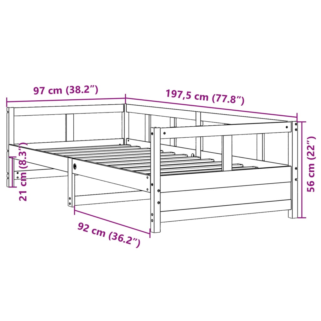 Lit de jour sans matelas blanc 90x190 cm bois de pin massif