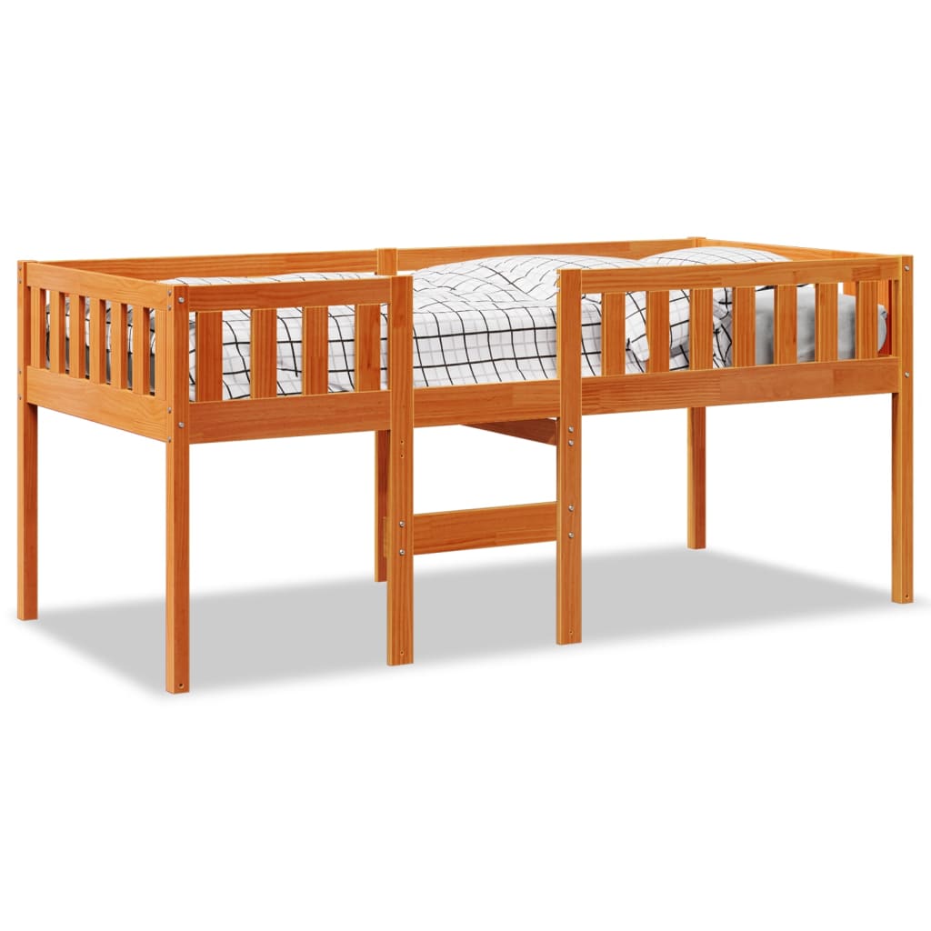 Lit pour enfants sans matelas cire marron 80x200 cm pin massif