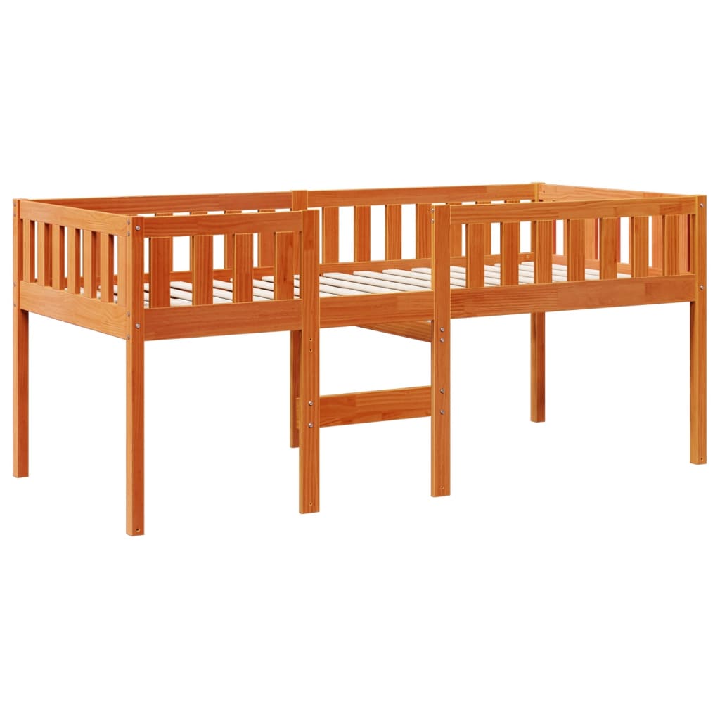 Lit pour enfants sans matelas cire marron 90x200 cm pin massif