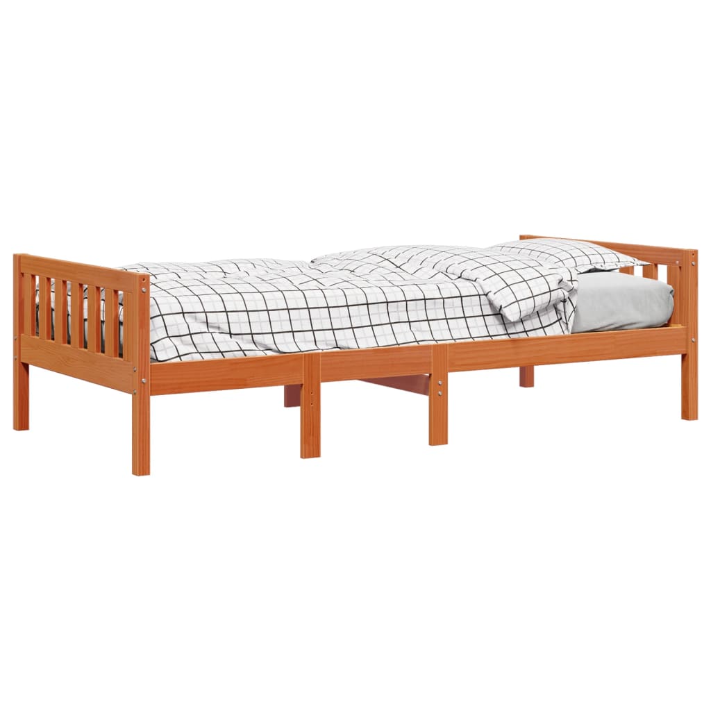 Lit pour enfants sans matelas cire marron 80x200 cm pin massif