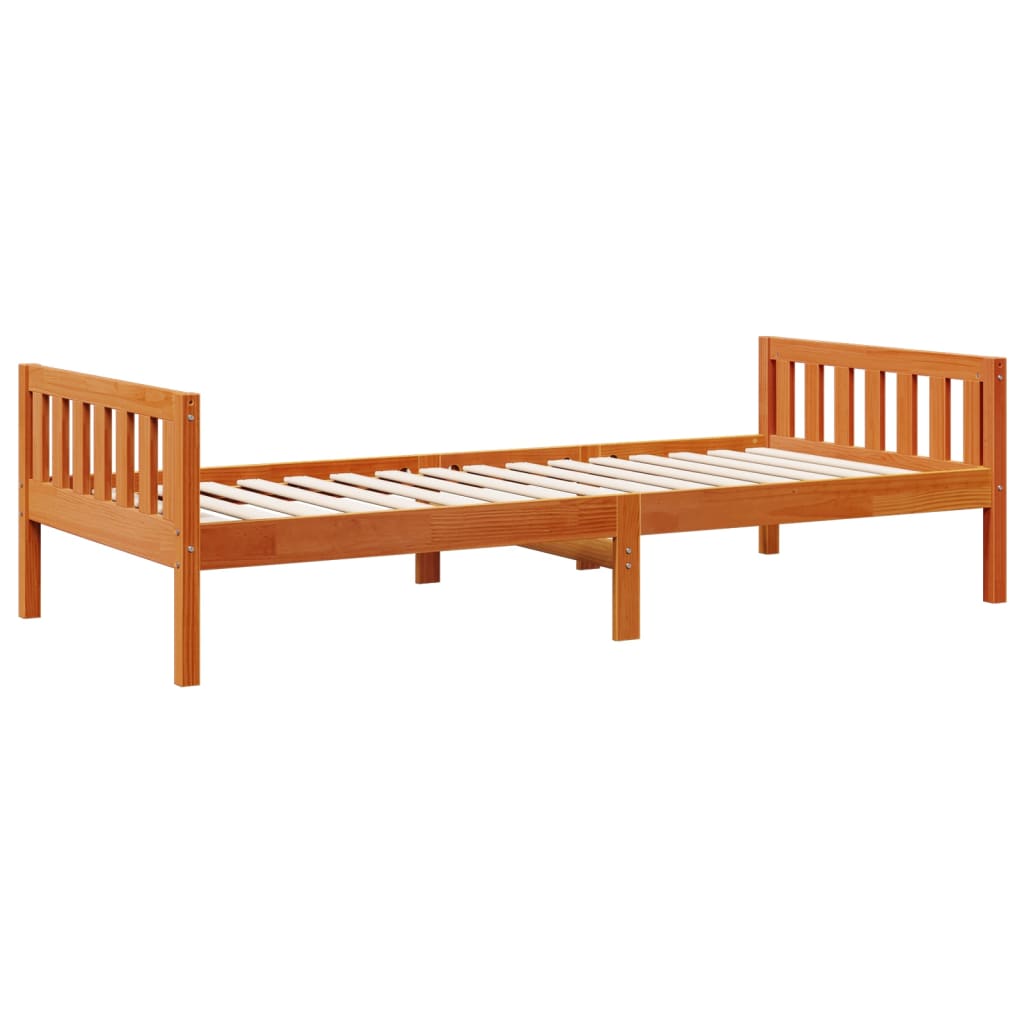 Lit pour enfants sans matelas cire marron 80x200 cm pin massif