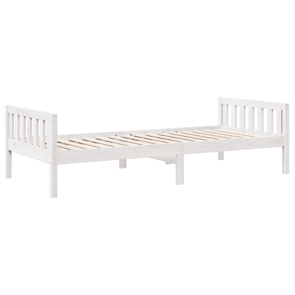 Lit pour enfants sans matelas blanc 90x200cm bois de pin massif