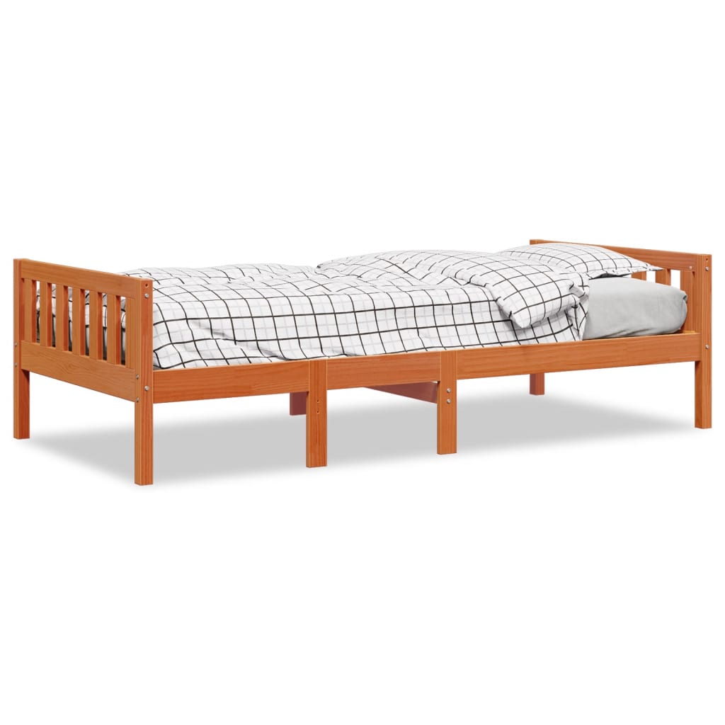 Lit pour enfants sans matelas cire marron 90x190 cm pin massif