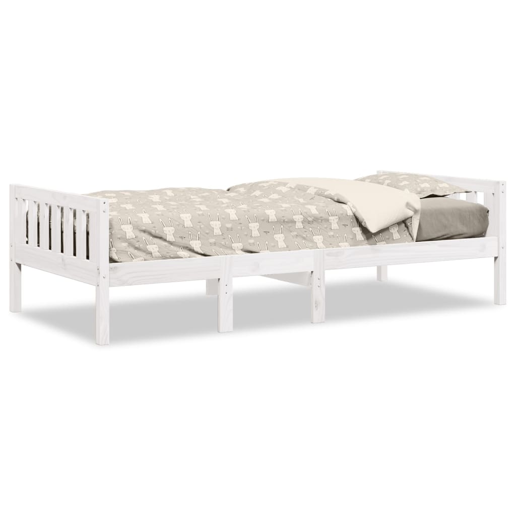 Lit pour enfants sans matelas blanc 75x190cm bois de pin massif