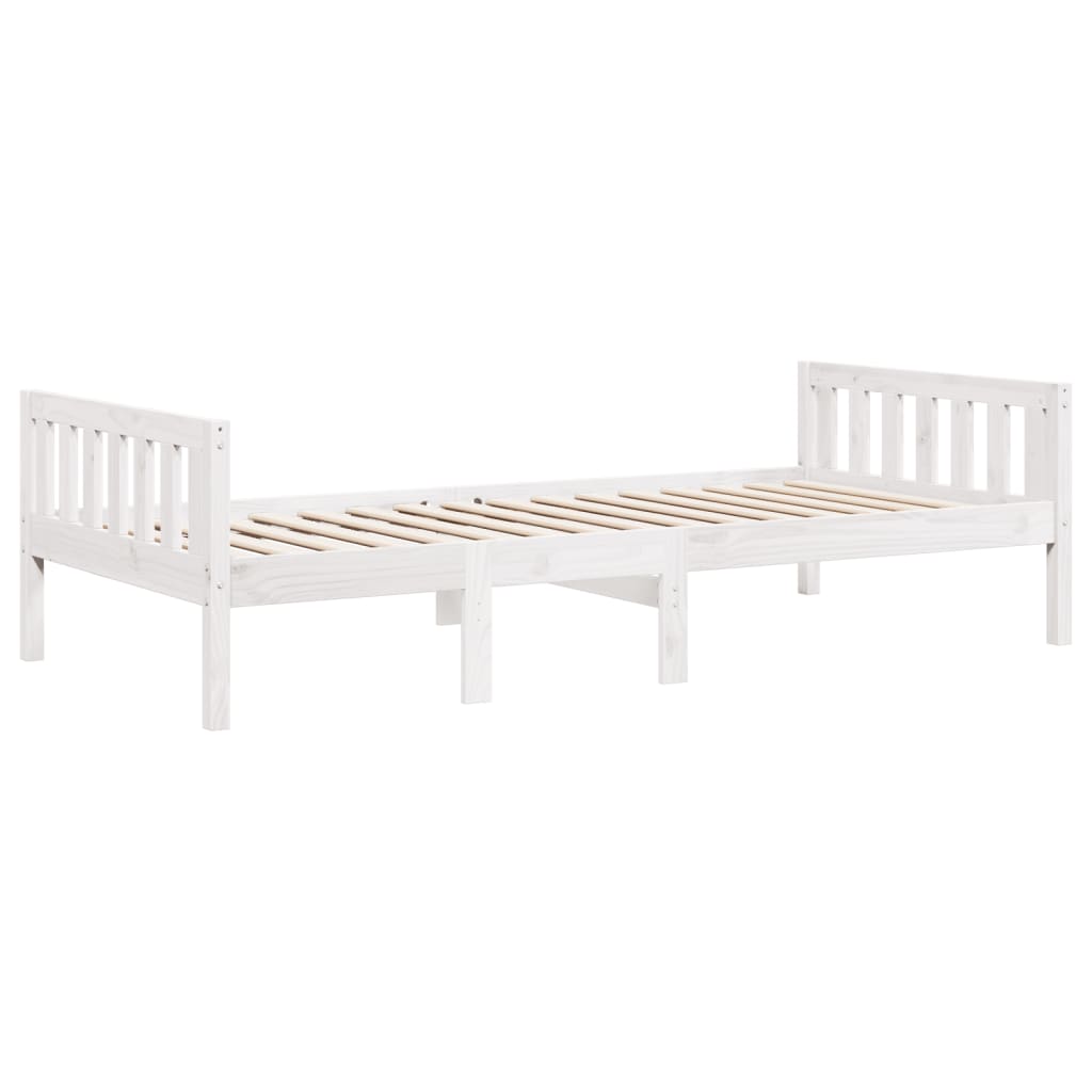 Lit pour enfants sans matelas blanc 75x190cm bois de pin massif