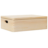 Wooden box with lid and handles solid pine wood