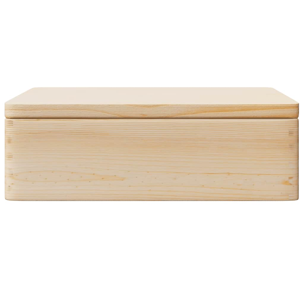 Wooden box with lid and handles solid pine wood