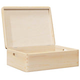 Wooden box with lid and handles solid pine wood