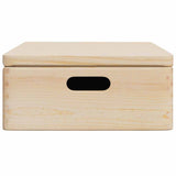 Wooden box with lid and handles solid pine wood