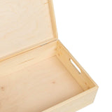 Wooden box with lid and handles solid pine wood