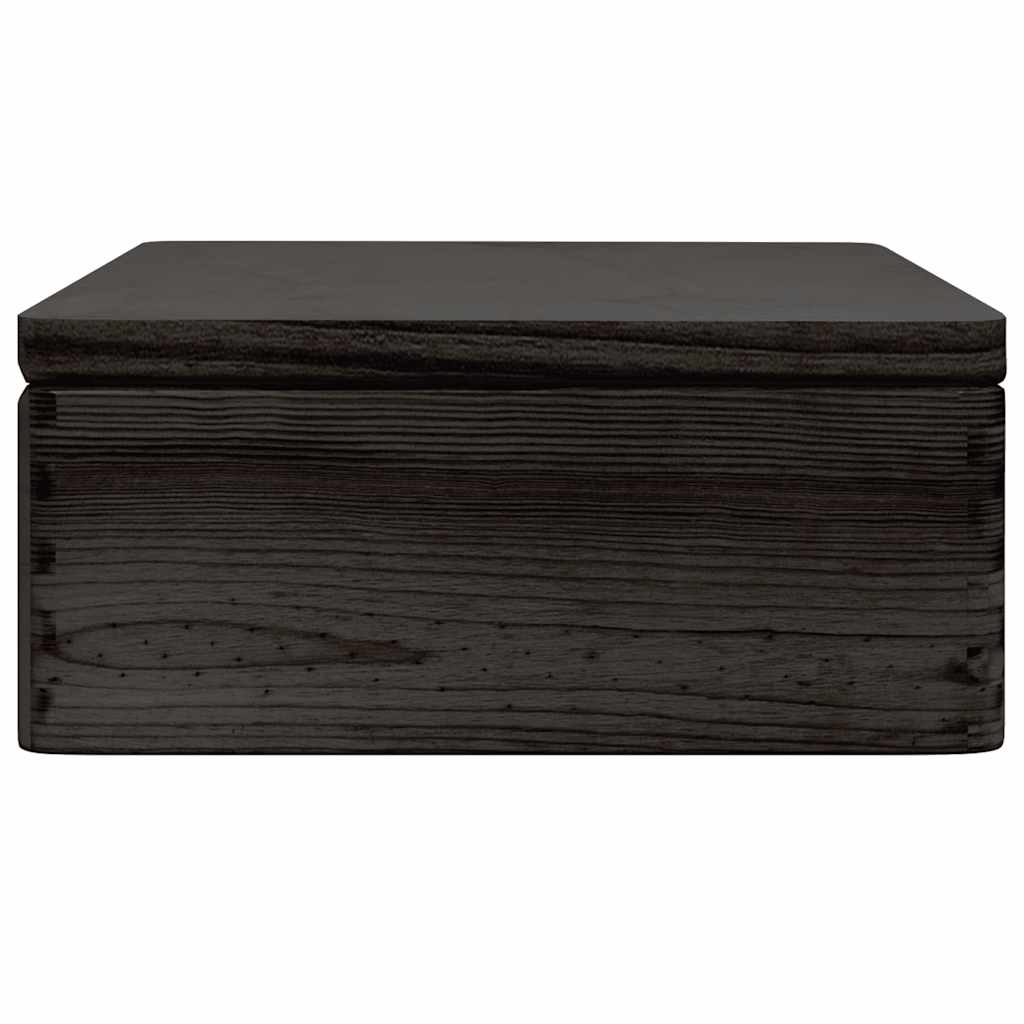 Boîte en bois avec couvercle noir 40x30x13cm bois de pin massif