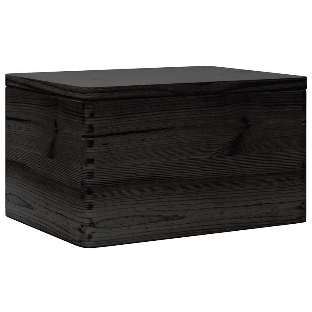 Wooden box with black lid 40x30x23cm solid pine wood