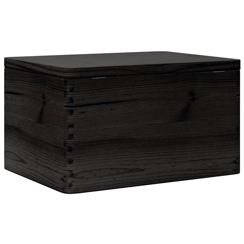 Wooden box with black lid 40x30x23cm solid pine wood