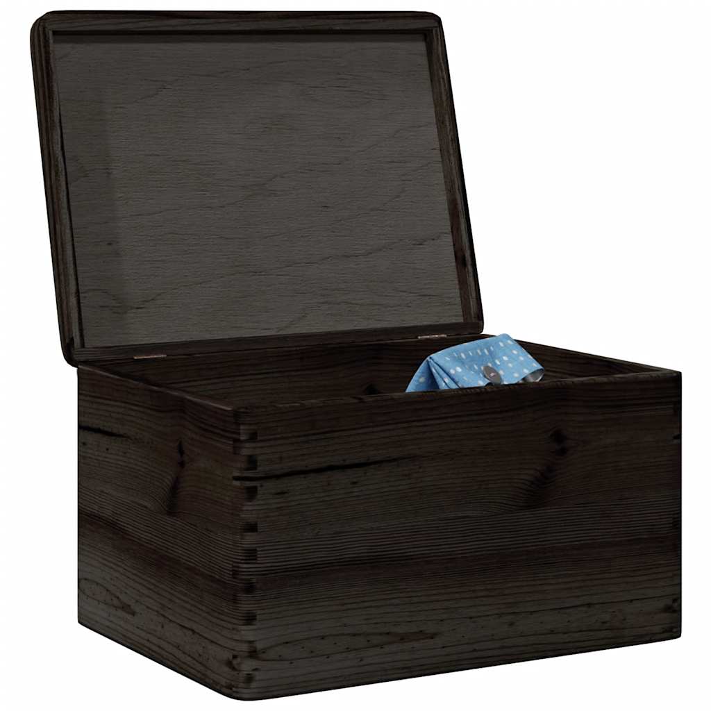 Wooden box with black lid 40x30x23cm solid pine wood