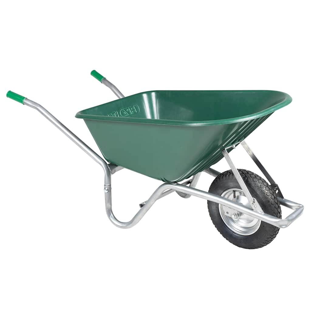 Green wheelbarrow 90 L 150 kg galvanized steel and plastic