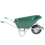 Green wheelbarrow 90 L 150 kg galvanized steel and plastic