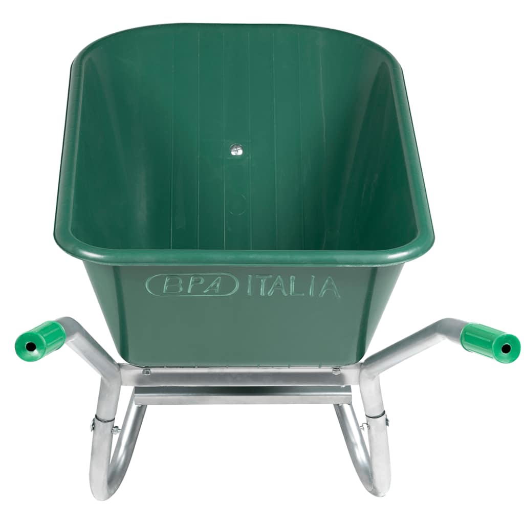 Green wheelbarrow 90 L 150 kg galvanized steel and plastic