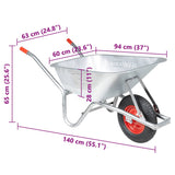 Wheelbarrow 90 L 150 kg galvanized steel and plastic