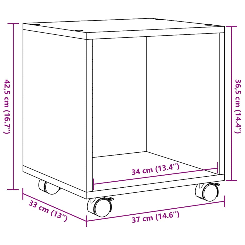 Sonoma grauer Rollschrank 37x33x42,5 cm, Holzwerkstoff