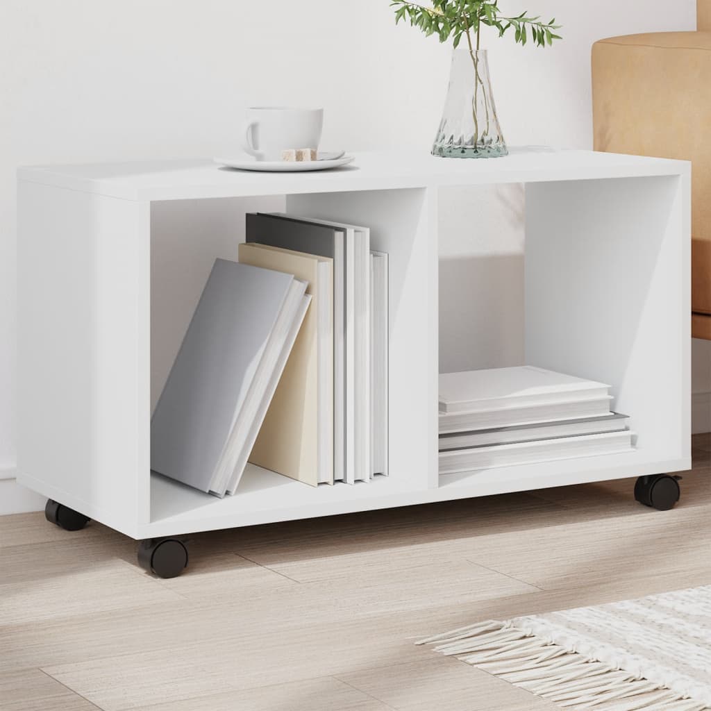 White rolling cabinet 72x33x42.5 cm engineered wood