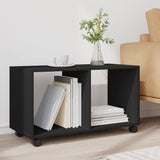 Black rolling cabinet 72x33x42.5 cm engineered wood