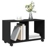 Black rolling cabinet 72x33x42.5 cm engineered wood