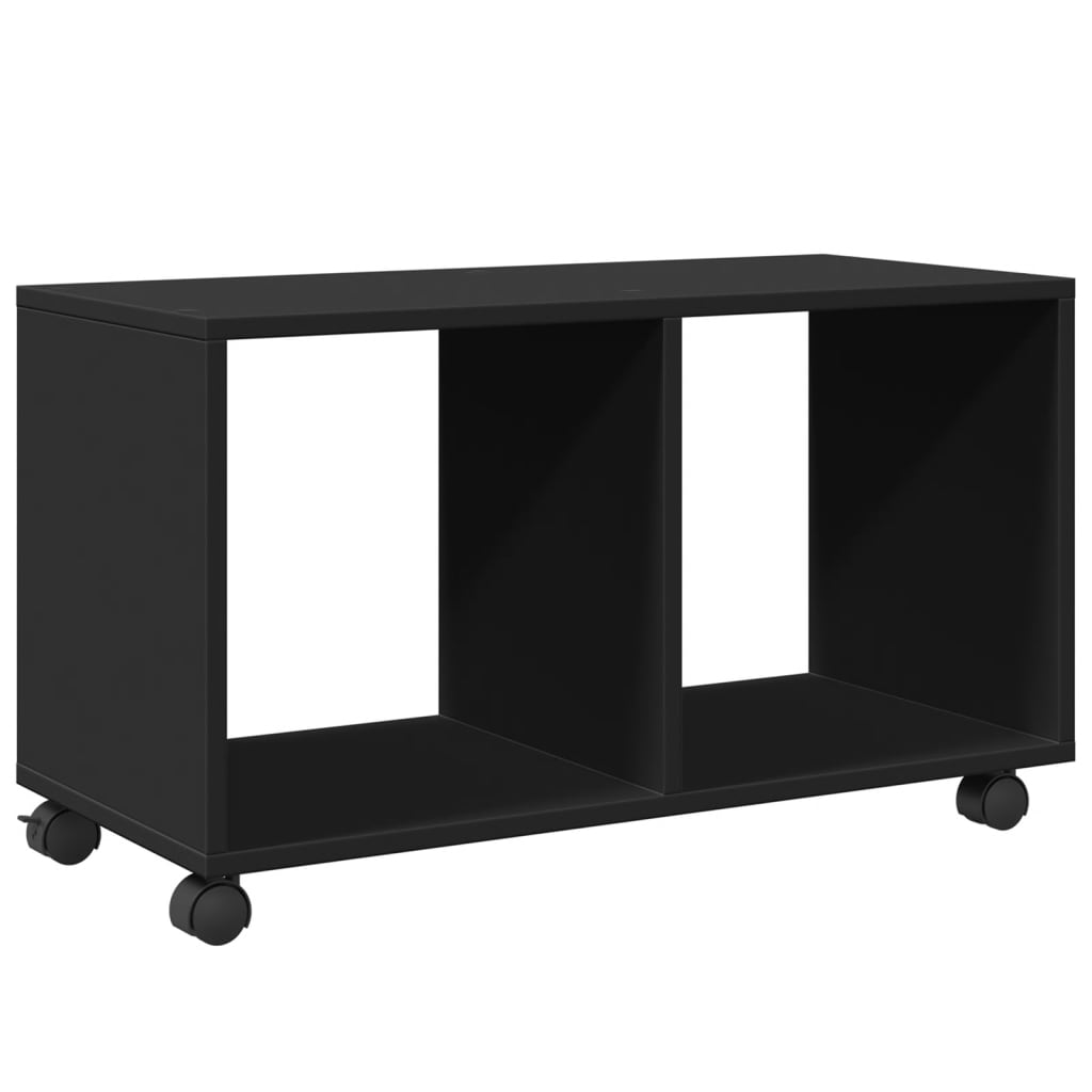 Black rolling cabinet 72x33x42.5 cm engineered wood