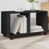 Black rolling cabinet 72x33x42.5 cm engineered wood