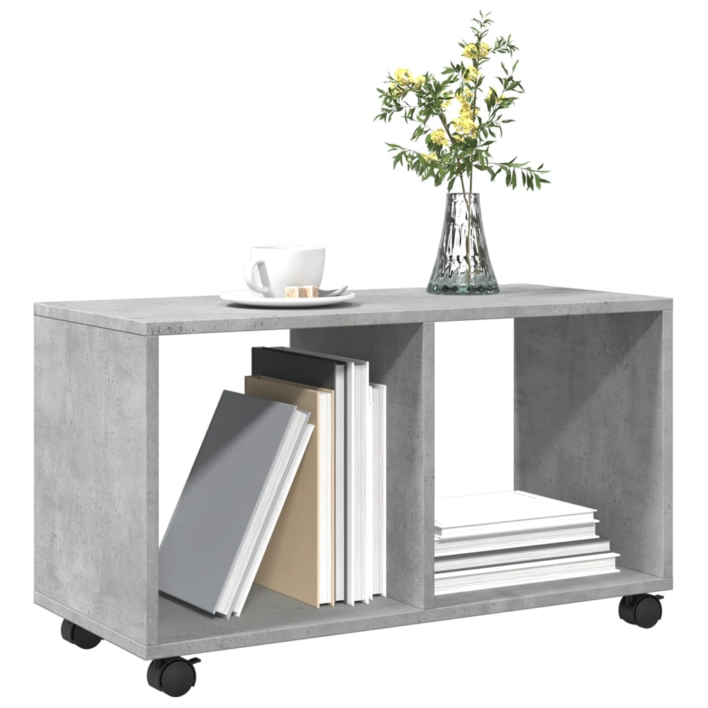 Concrete gray rolling cabinet 72x33x42.5 cm engineered wood