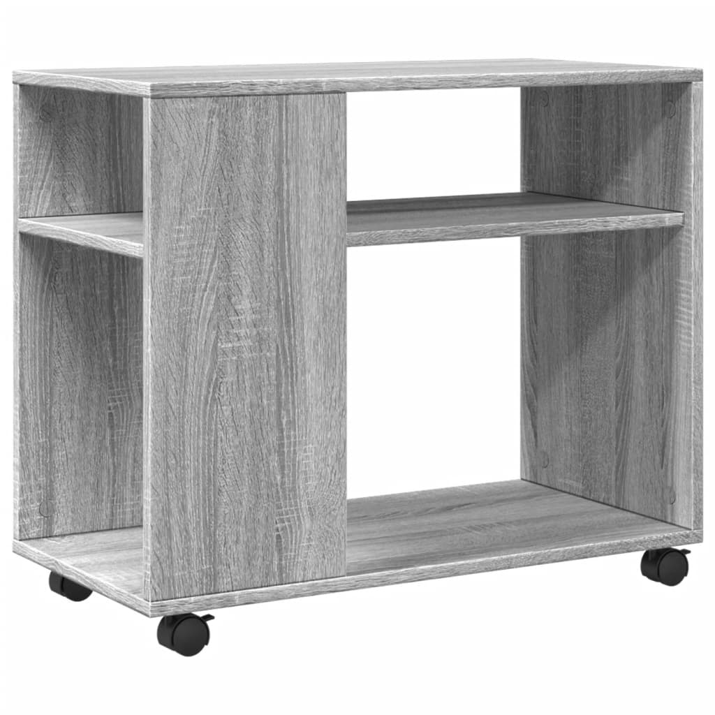 Sonoma Gray Engineered Wood Side Table with Wheels