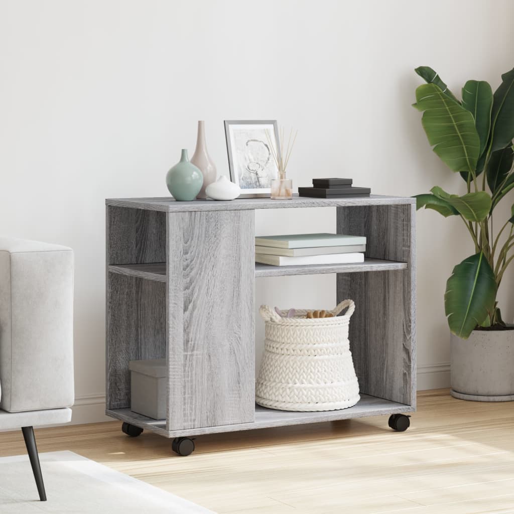 Sonoma Gray Engineered Wood Side Table with Wheels