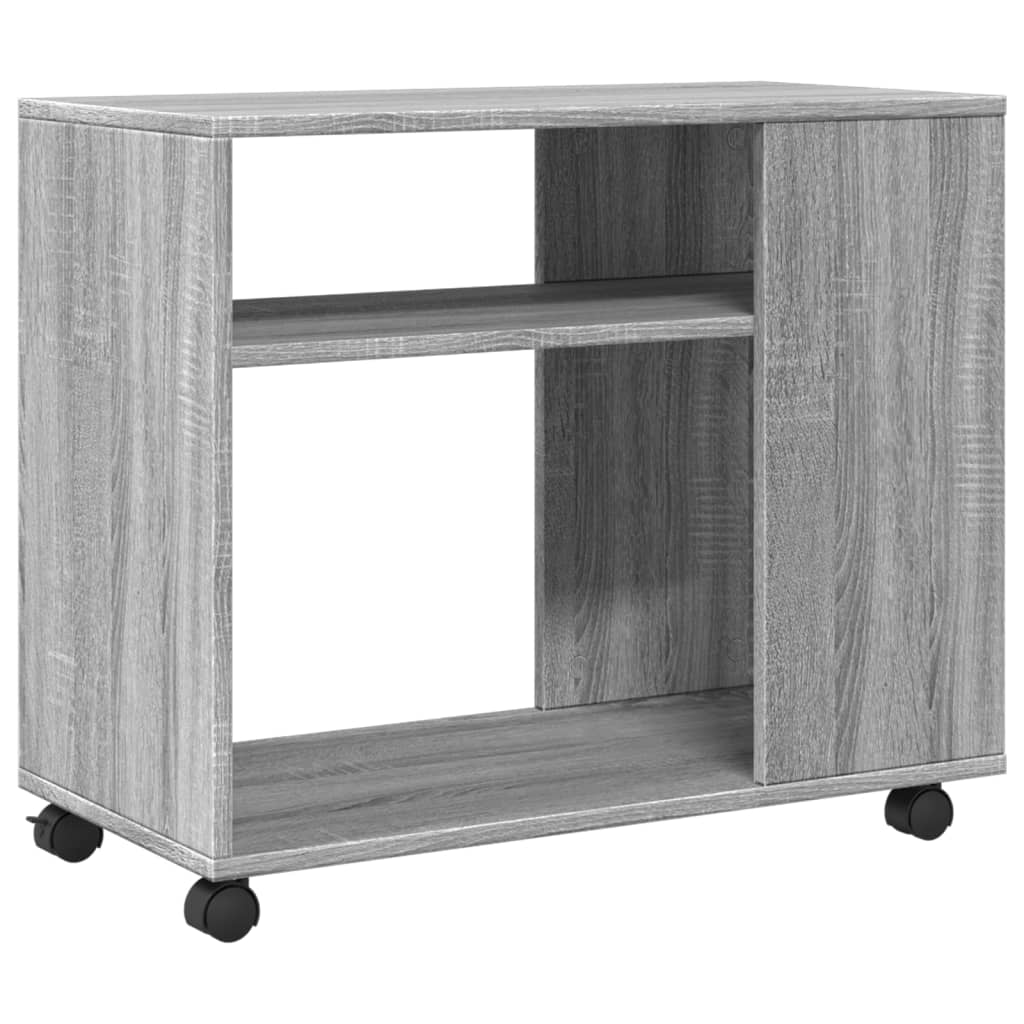 Sonoma Gray Engineered Wood Side Table with Wheels