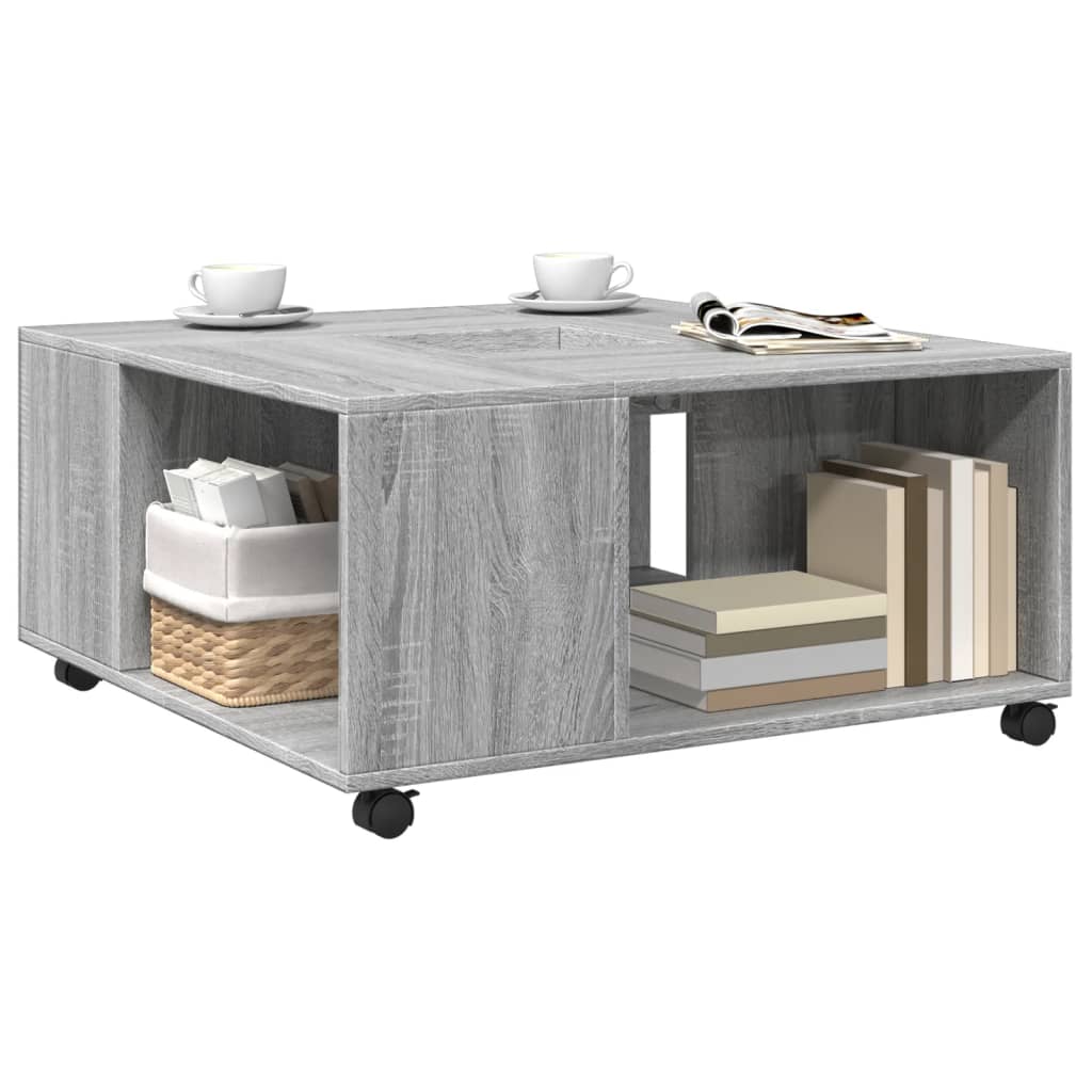 Sonoma grauer Couchtisch 80x80x40 cm, Holzwerkstoff